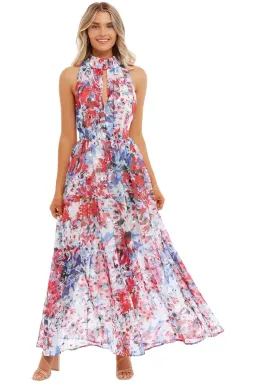 Sofia Irina Halter Gown Spring Flora Multi Print size 10 for rent on The Volte - image 1