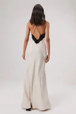 MISHA Eanna Lace Trim Slip Satin Maxi Dress Cream Size 10/M for rent on The Volte - image 2