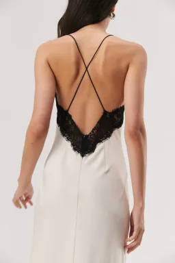 MISHA Eanna Lace Trim Slip Satin Maxi Dress Cream Size 10/M for rent on The Volte - image 3