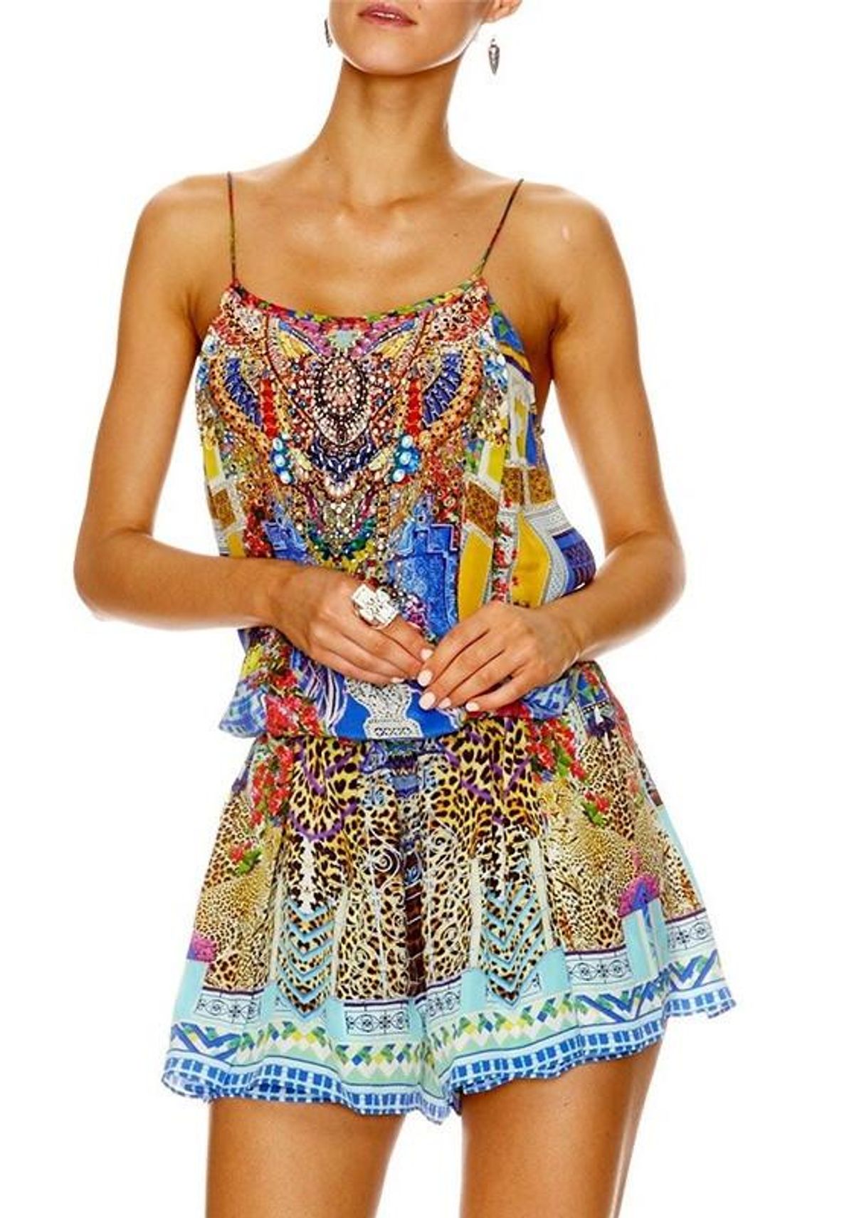 Camilla Bohemian Bounty Shoestring Strap Playsuit Blue Size 14 - Image 1