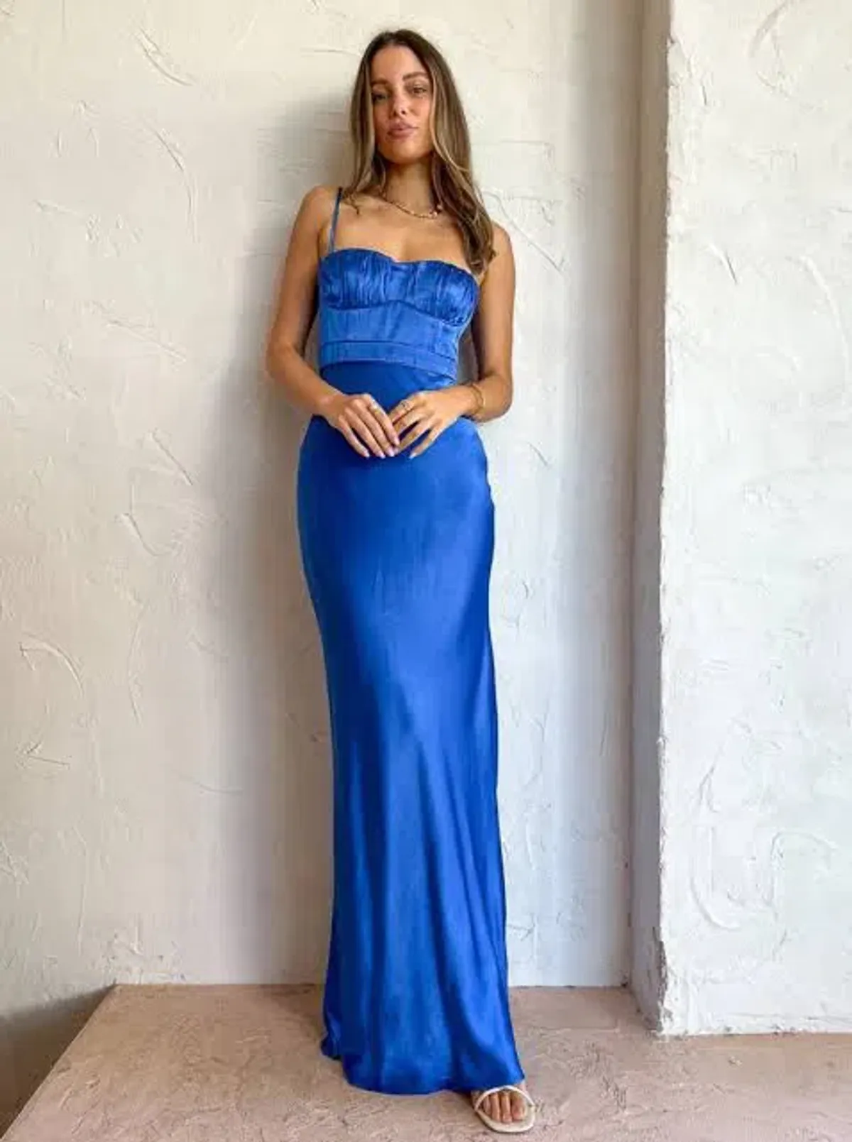 Shona Joy Oliviera Ruched Maxi Dress Blue Size 8 - Image 5