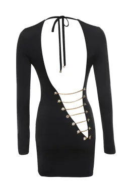 House of CB Kyra Jersey Mini Dress with Chain Back Detail Black Size 8 for rent on The Volte - image 5