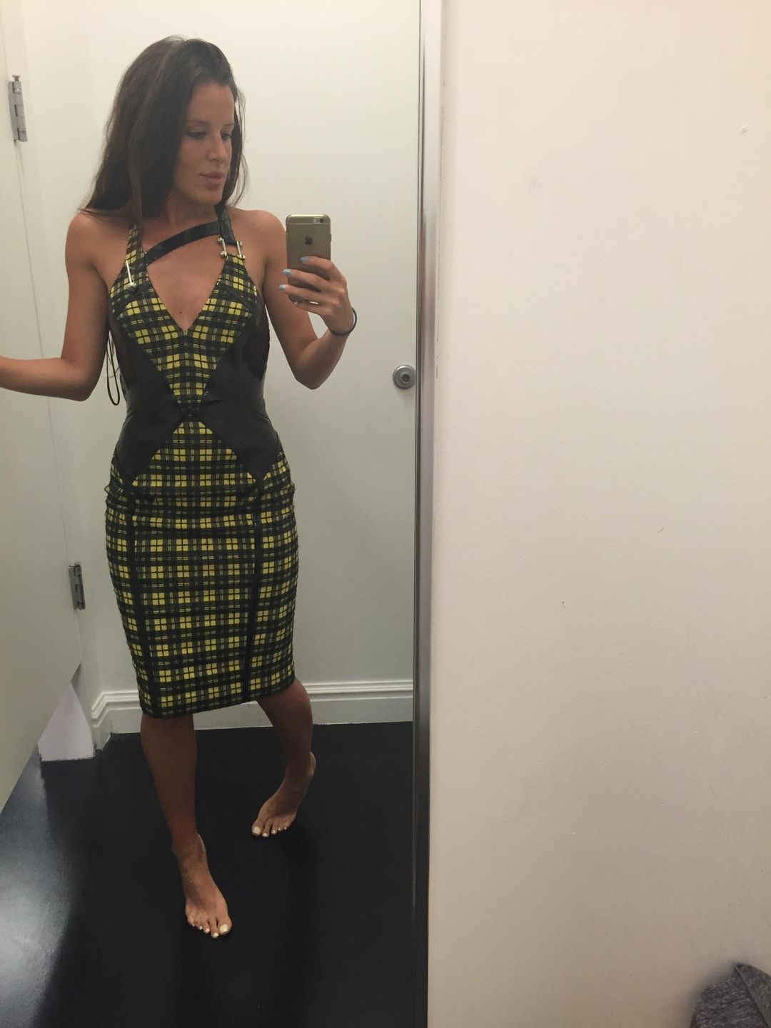 Versace Lurex Tartan Dress Print Size 4 for rent on The Volte - main image