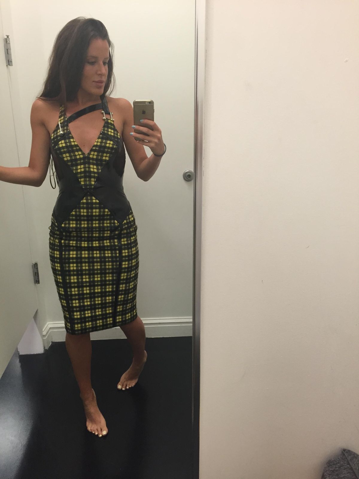 Versace Lurex Tartan Dress Print Size 4 - Image 4