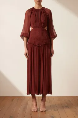 Shona Joy Safira Cut Out Backless Midi Dress in Sangria Size 14 for rent on The Volte - image 1