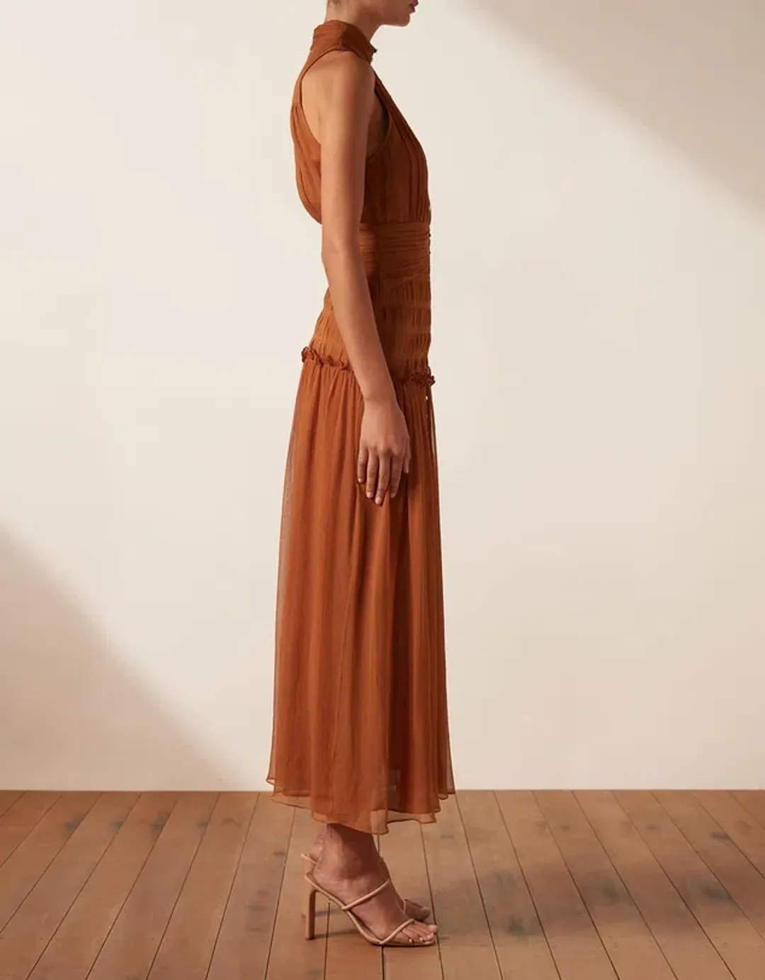 Shona Joy Noemi Sleeveless Button Up Midi Dress in Siena Size 14 for rent on The Volte - main image