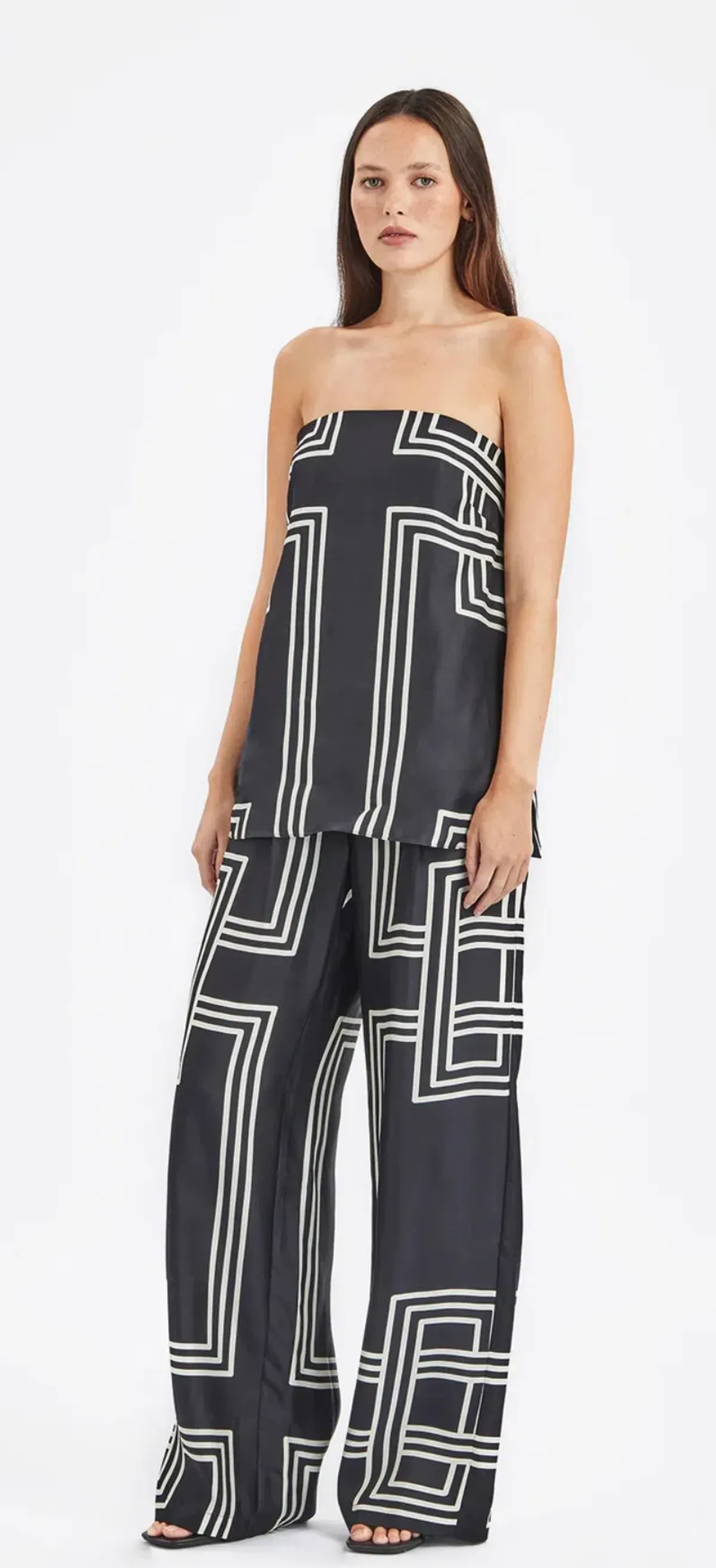 Ginger & Smart Walk the Line Strapless Top Black/Print Size 8 - Image 2