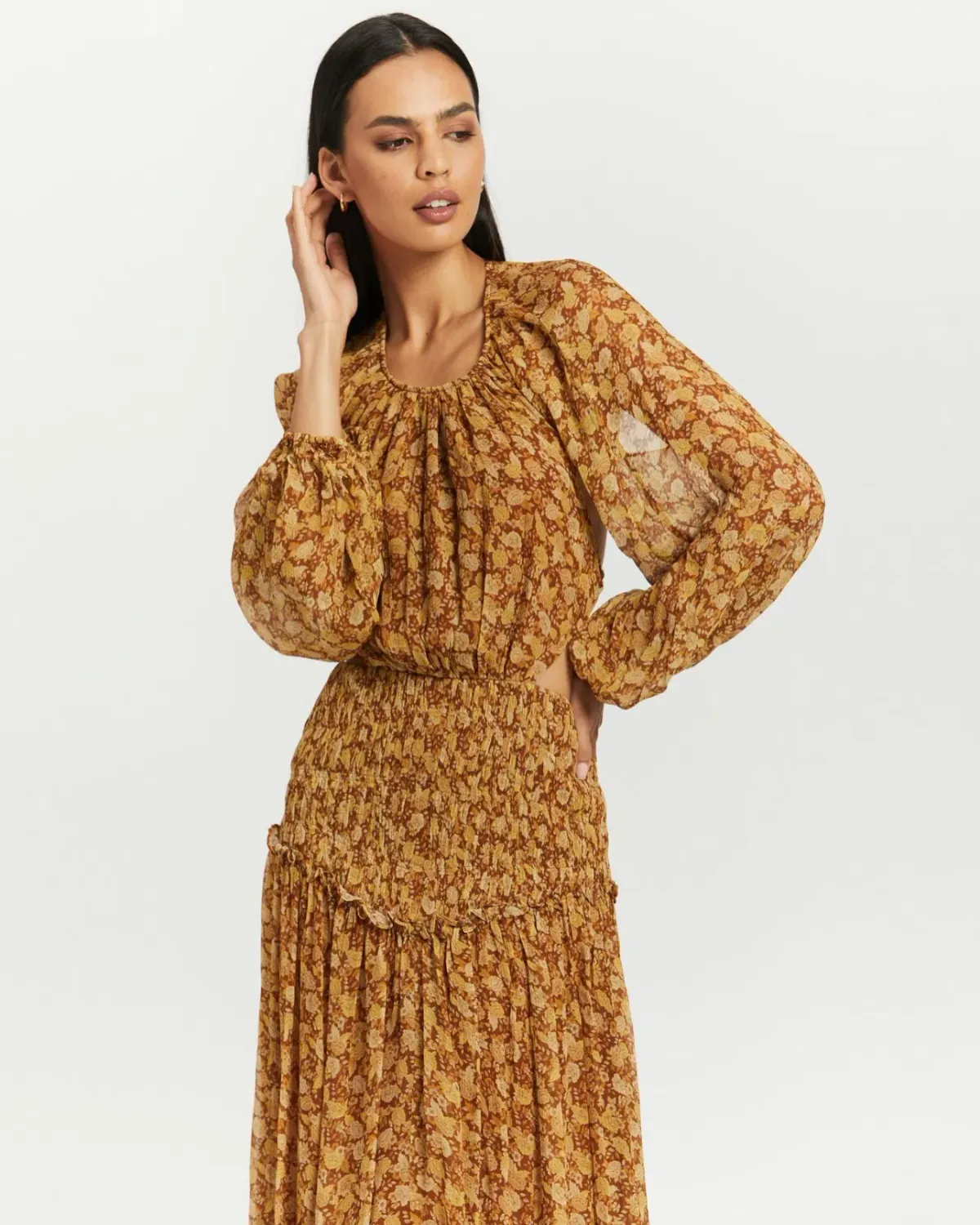 Shona Joy Sunset Cut Out Backless Midi Dress Floral Size 6 - Image 2