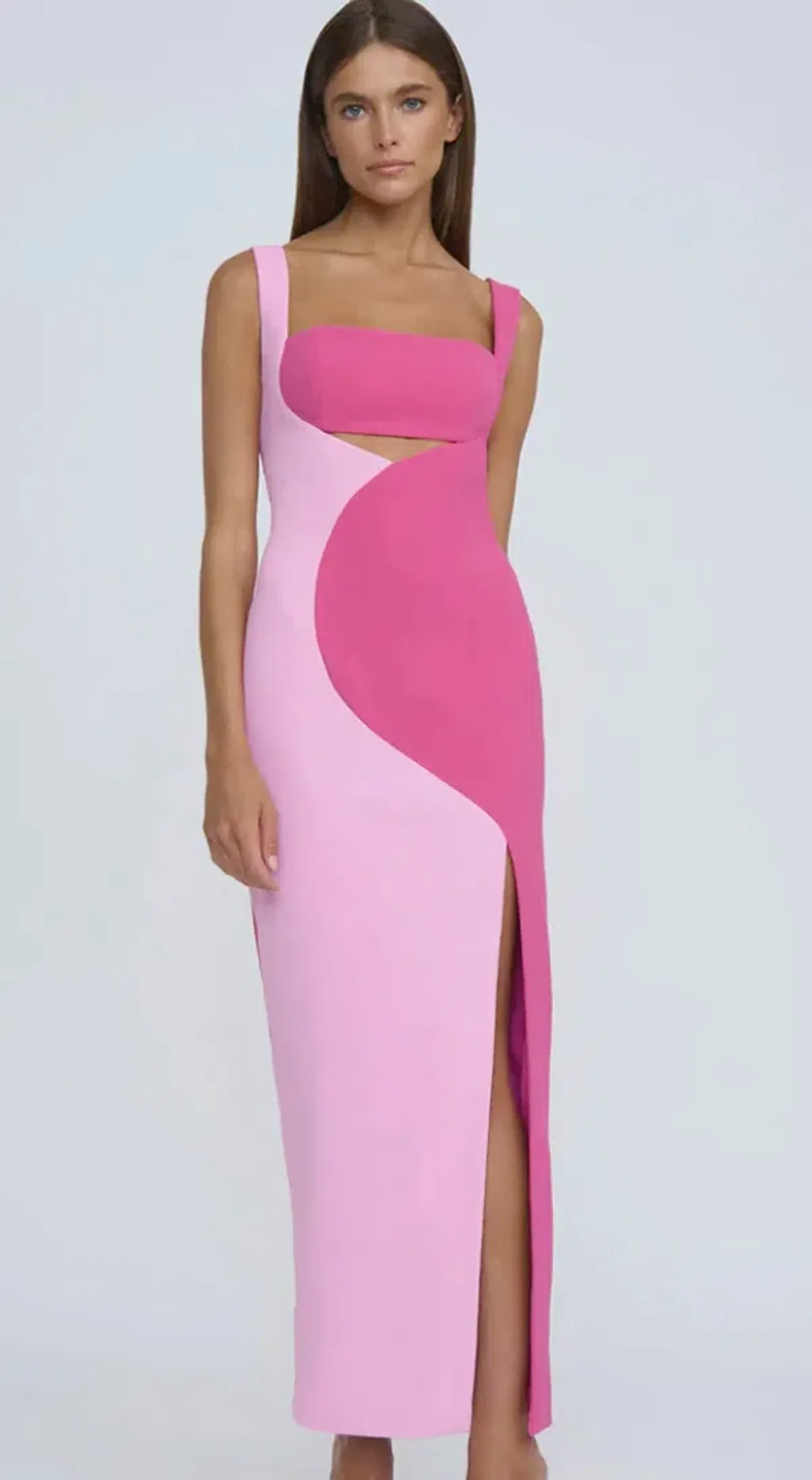 By Johnny Caterina Two Tone Curve Midi Dress Pink Size 10 - Image 5