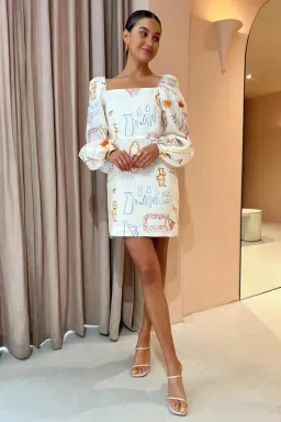 Kate Ford Willow Puff Mini Dress Print Size 10 for rent on The Volte - image 1