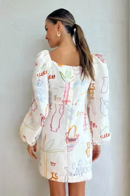 Kate Ford Willow Puff Mini Dress Print Size 10 for rent on The Volte - image 3