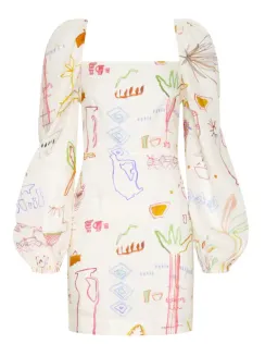 Kate Ford Willow Puff Mini Dress Print Size 10 for rent on The Volte - image 4