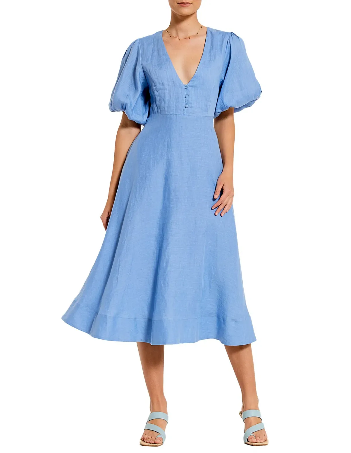 Bohemian Traders A-line Midi Dress Blue Size L/AU 14 - Image 1