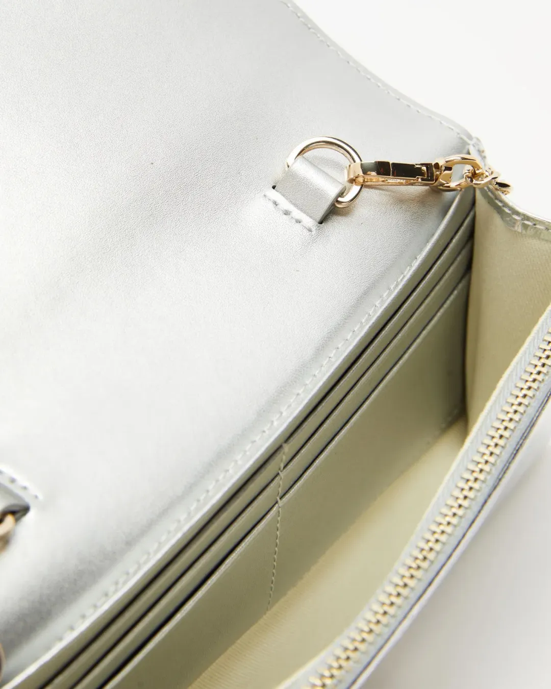 Ted Baker Liberta Metallic Purse on Chain Silver for rent on The Volte - main image