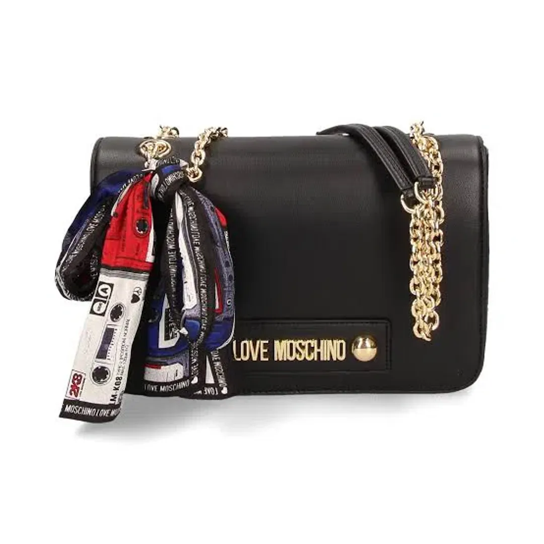 Love Moschino Logo Printed Crossbody With Scarf Bag Black for rent on The Volte - main image