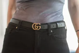 Gucci GG Small Leather Belt In Black for rent on The Volte - image 2