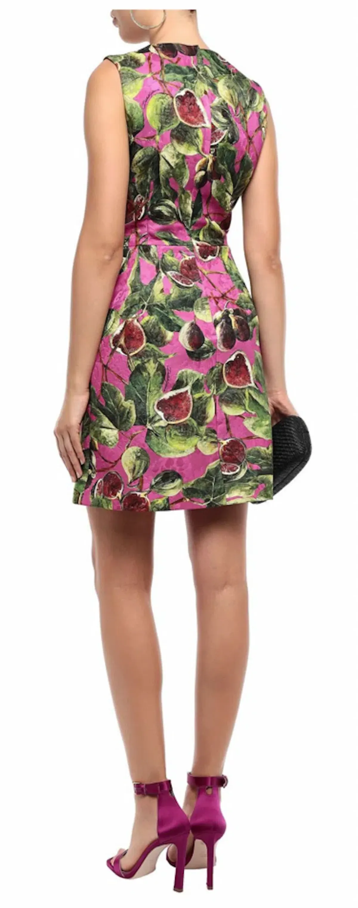 Dolce and Gabbana Sleeveless A-Line Brocade Mini Dress Fig Print Size M / AU 10 - Image 3