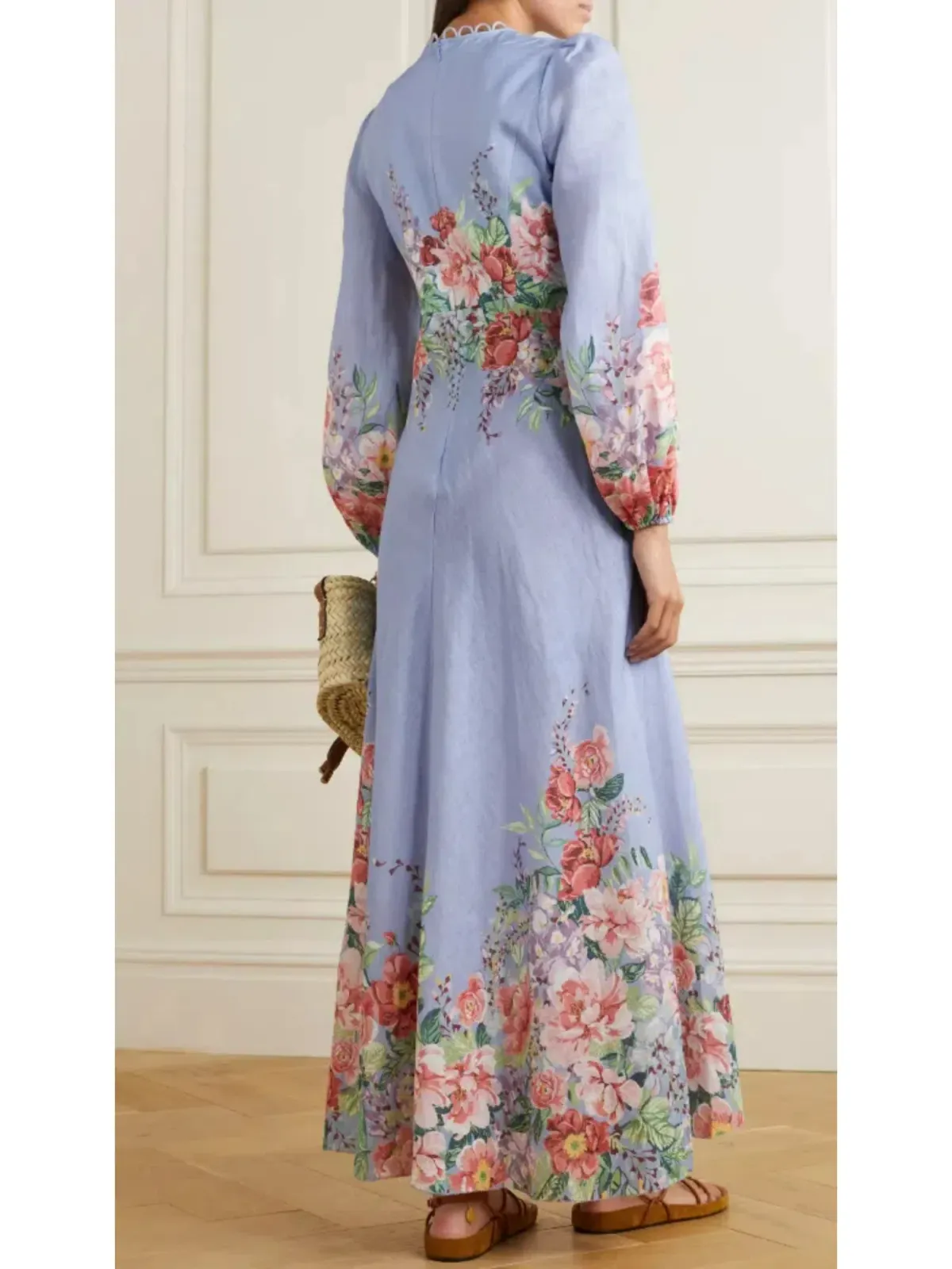 Zimmermann The Bellitude Floral Long Dress in Cornflower Floral Size 3 / AU 14 - Image 2