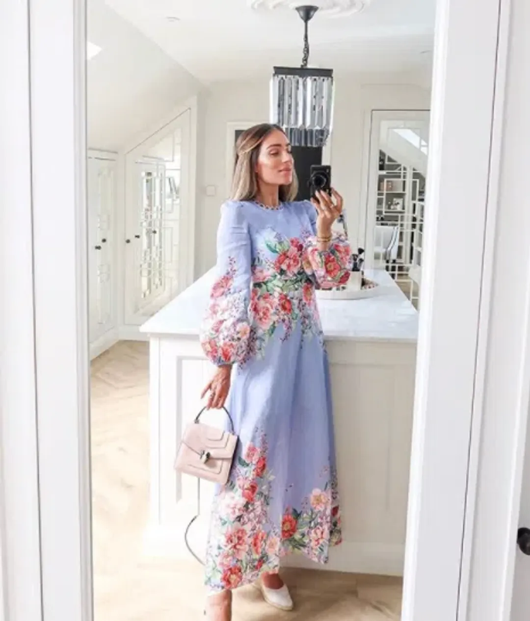 Zimmermann The Bellitude Floral Long Dress in Cornflower Floral Size 3 / AU 14 for rent on The Volte - main image