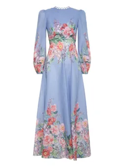 Zimmermann The Bellitude Floral Long Dress in Cornflower Floral Size 3 / AU 14 for rent on The Volte - image 3