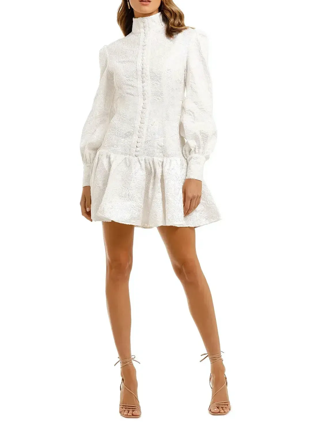 Leo & Lin The Transcendence Rose Lace Short Dress White Size 14 for rent on The Volte - main image