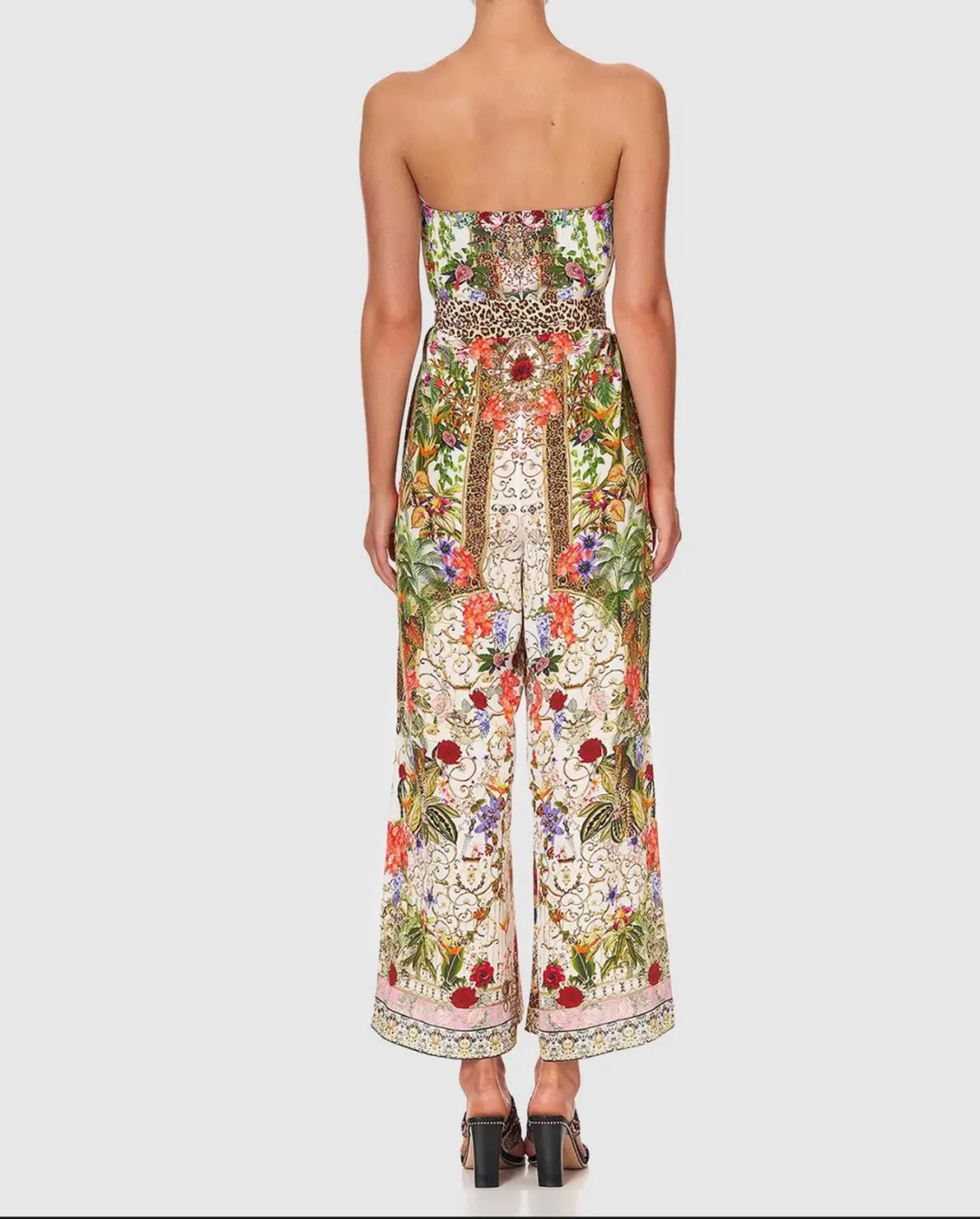 Camilla Fair Verona Tie Waist Strapless Jumpsuit with Belt Multi Size M/Au 12 for rent on The Volte - main image