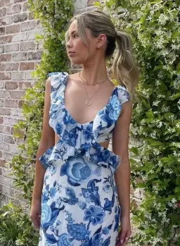 Sir the Label Amaris Frill Midi Dress Print Size 6 for rent on The Volte - image 4