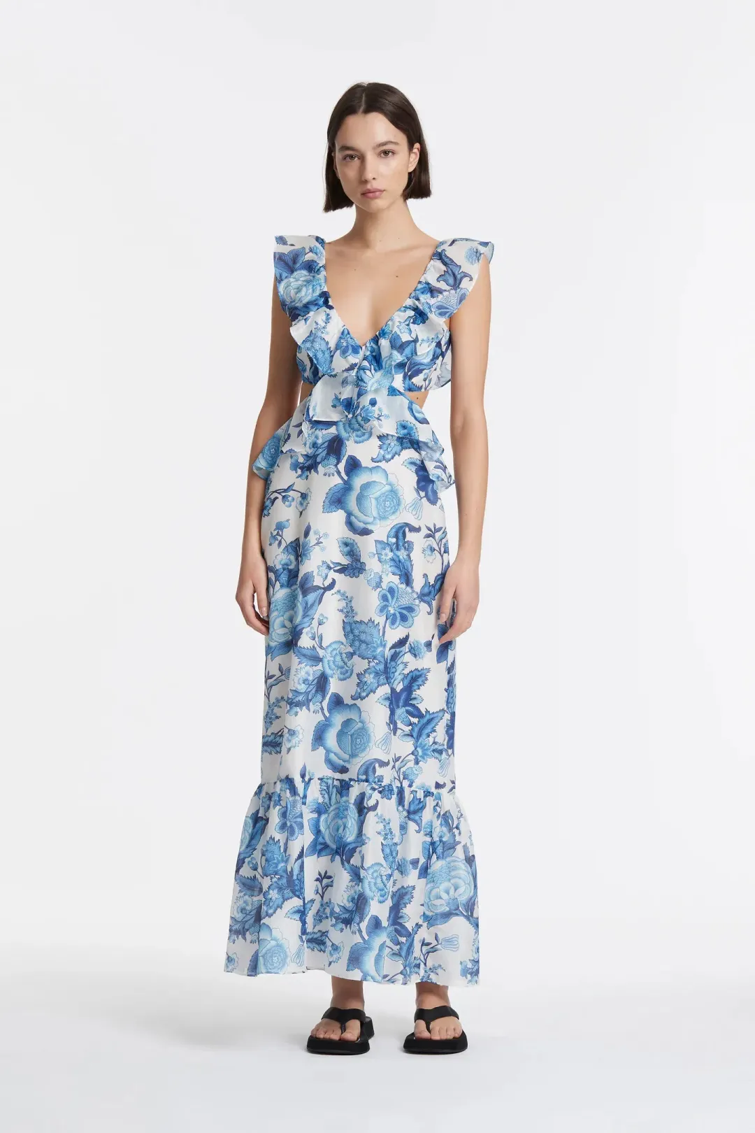 Sir the Label Amaris Frill Midi Dress Print Size 6 for rent on The Volte - main image