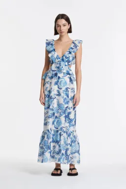 Sir the Label Amaris Frill Midi Dress Print Size 6 for rent on The Volte - image 1