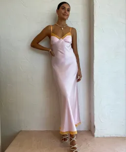 Bec & Bridge Joelle Mesh Detail Open Back Maxi Dress Orange/Pink Size 6 for rent on The Volte - image 7