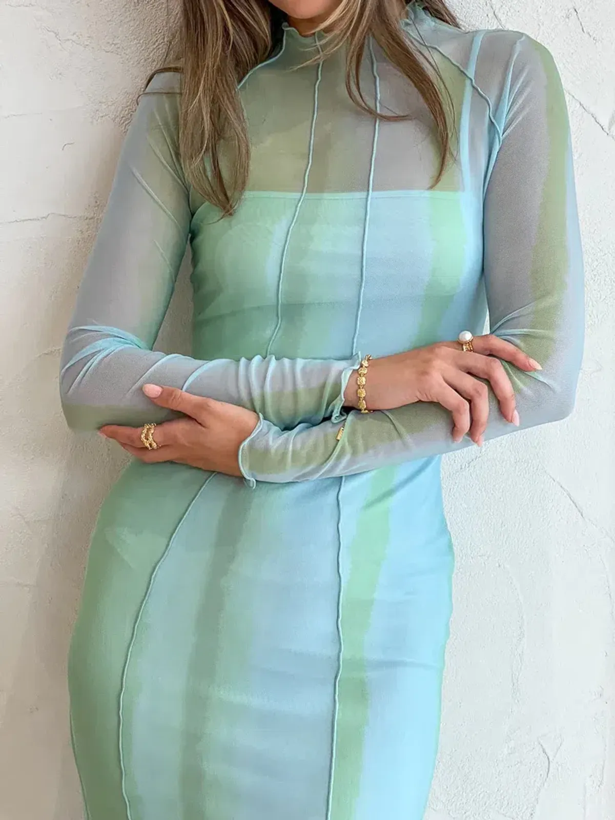 Significant Other Jean Dress in Green Mirage Size 8 - Image 3