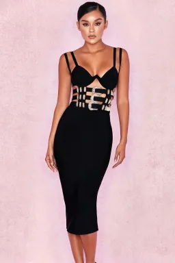 House of CB Kia Bandage Belted Dress Black Size 6 for rent on The Volte - image 1