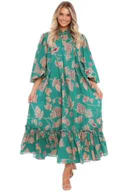 Leo Lin Pina Rosa Dress Green Multi Print Size 8 for rent on The Volte - image 1