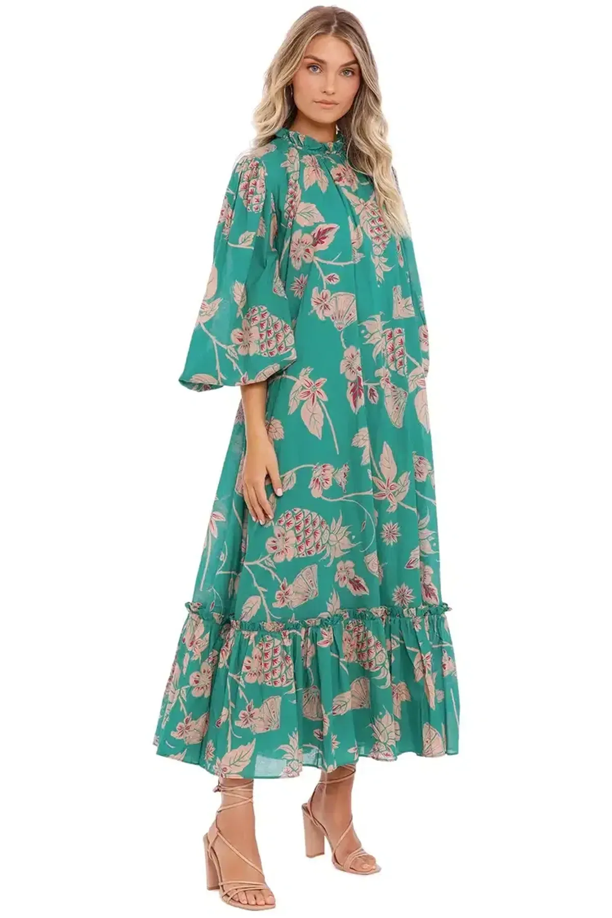 Leo Lin Pina Rosa Dress Green Multi Print Size 8 - Image 2