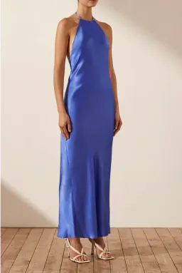 Shona Joy Oliviera Low Back Halter Neck Midi Dress Strong Blue Size 4 for rent on The Volte - image 2