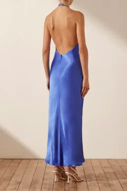 Shona Joy Oliviera Low Back Halter Neck Midi Dress Strong Blue Size AU 4 for rent on The Volte - image 4