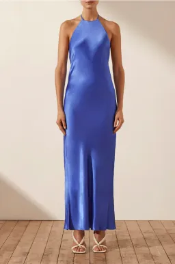Shona Joy Oliviera Low Back Halter Neck Midi Dress Strong Blue Size 4 for rent on The Volte - image 1