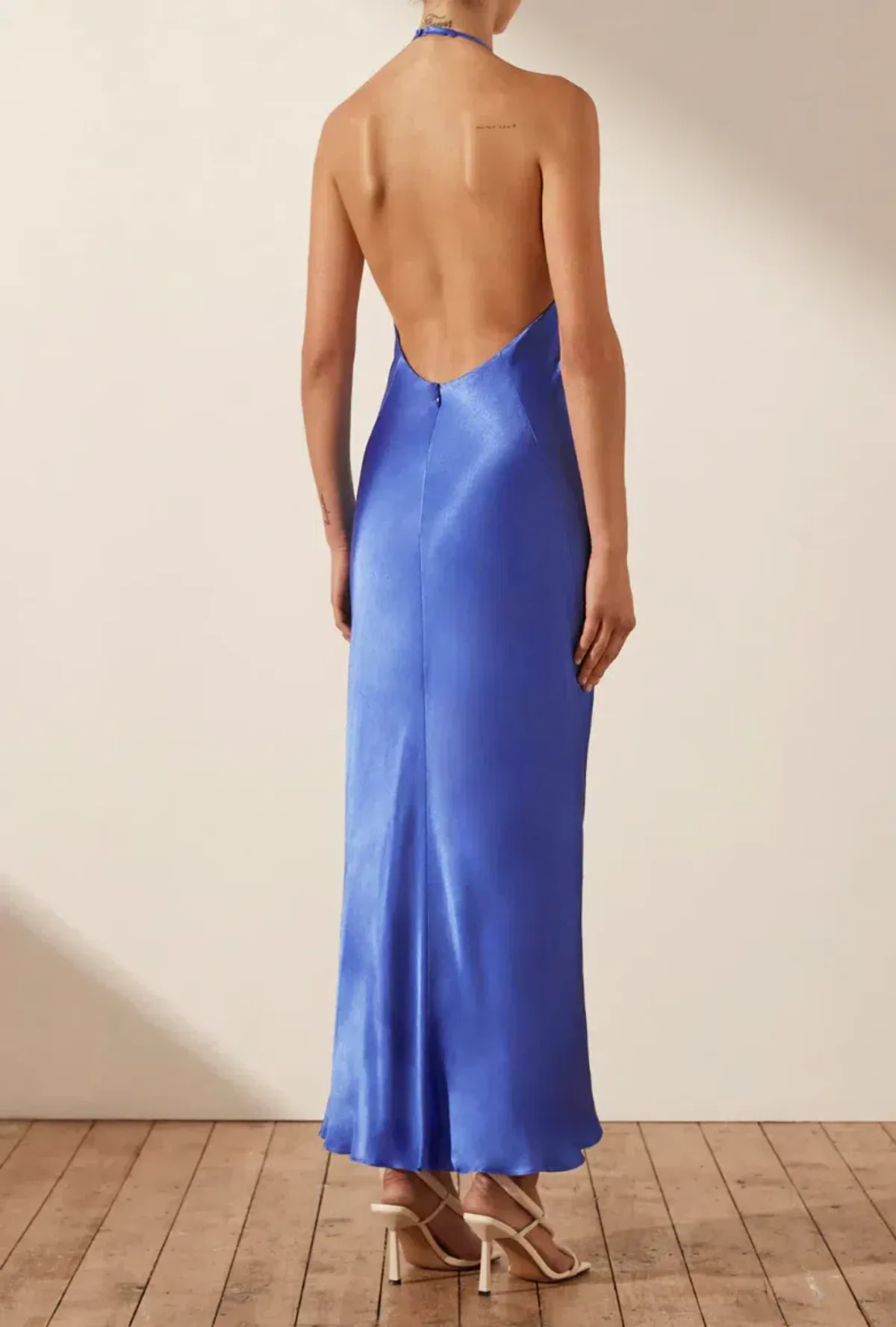 Shona Joy Oliviera Low Back Halter Neck Midi Dress Strong Blue Size 12 - Image 3