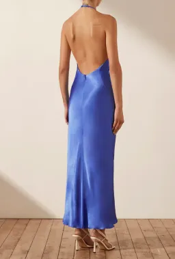 Shona Joy Oliviera Low Back Halter Neck Midi Dress Strong Blue Size 12 for rent on The Volte - image 3