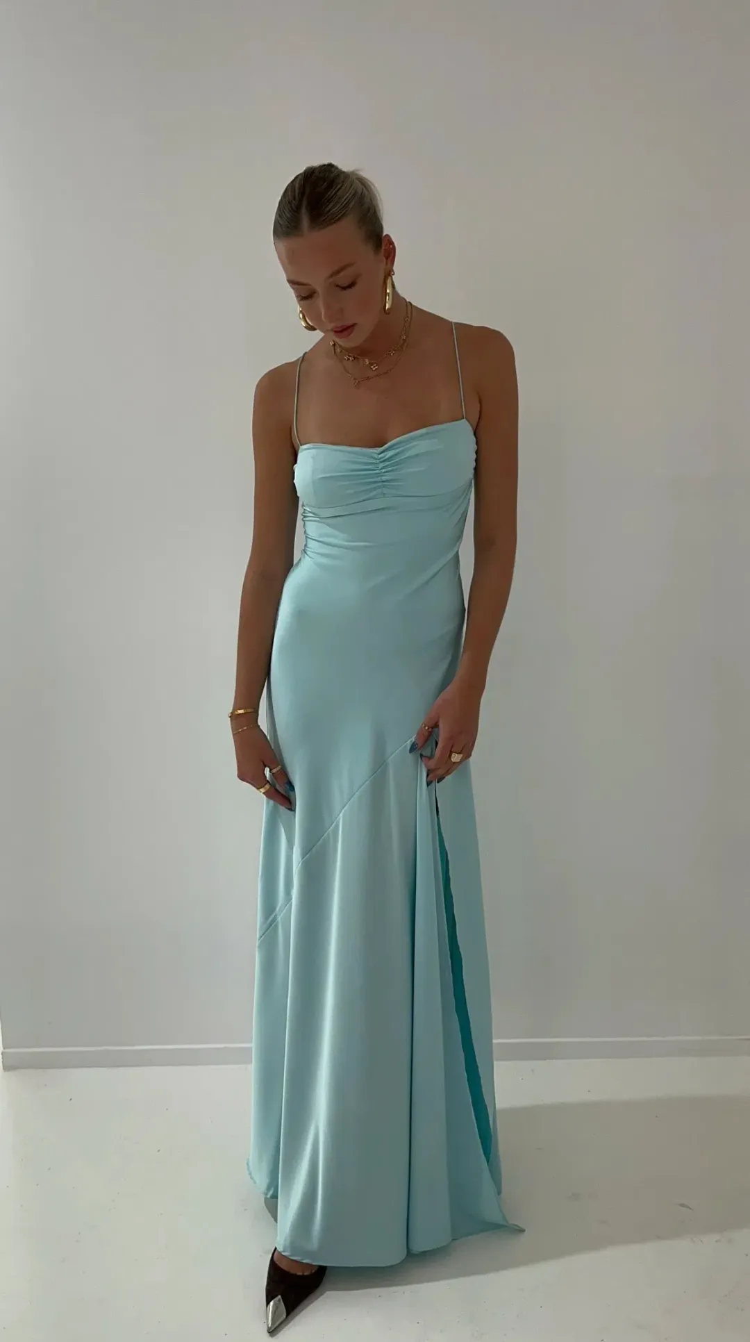 HNTR The Label Gaia Gown in Aqua Size S / AU 8 for rent on The Volte - main image