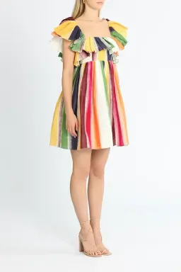 Leo Lin Fortune Stripe Tie Back Dress Multi Print Size AU 14 for rent on The Volte - image 2