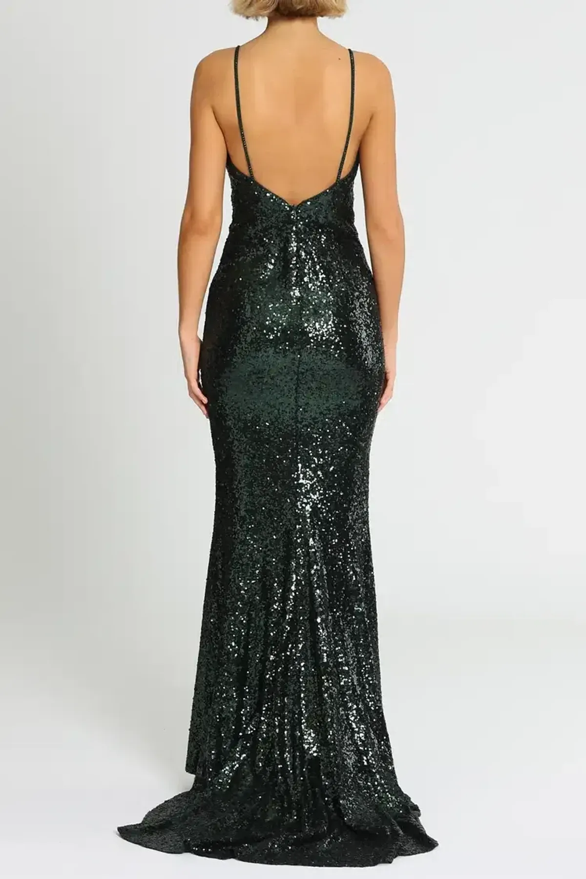 L'amour Sequin Plunge Emerald Green Size AU 14 - Image 3