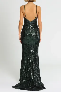 L'amour Sequin Plunge Emerald Green Size AU 14 for rent on The Volte - image 3