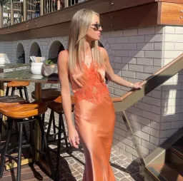 Sir the Label Aries Cut Out Gown Peach Size 0 / AU 6 for rent on The Volte - image 2