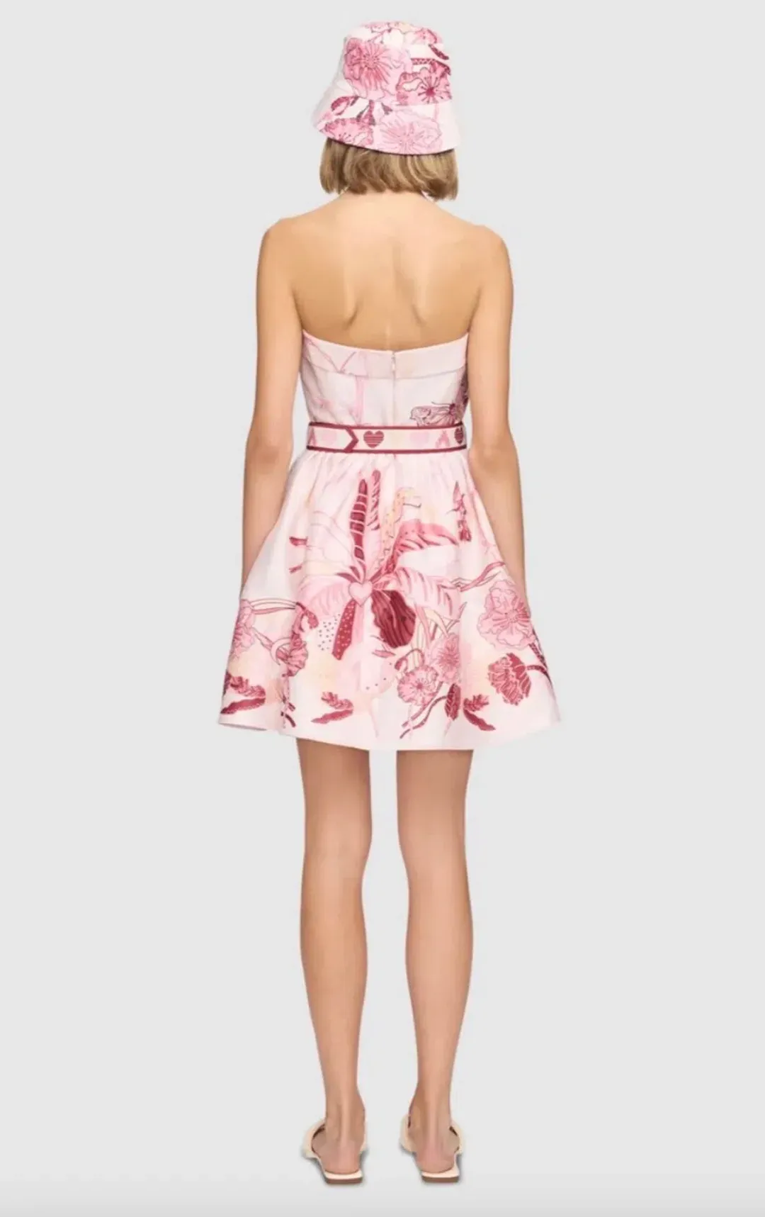 Leo Lin Amour Bustier Mini Dress in Pink Floral Size AU10 for rent on The Volte - main image