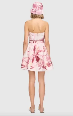 Leo Lin Amour Bustier Mini Dress in Pink Floral Size AU10 for rent on The Volte - image 3