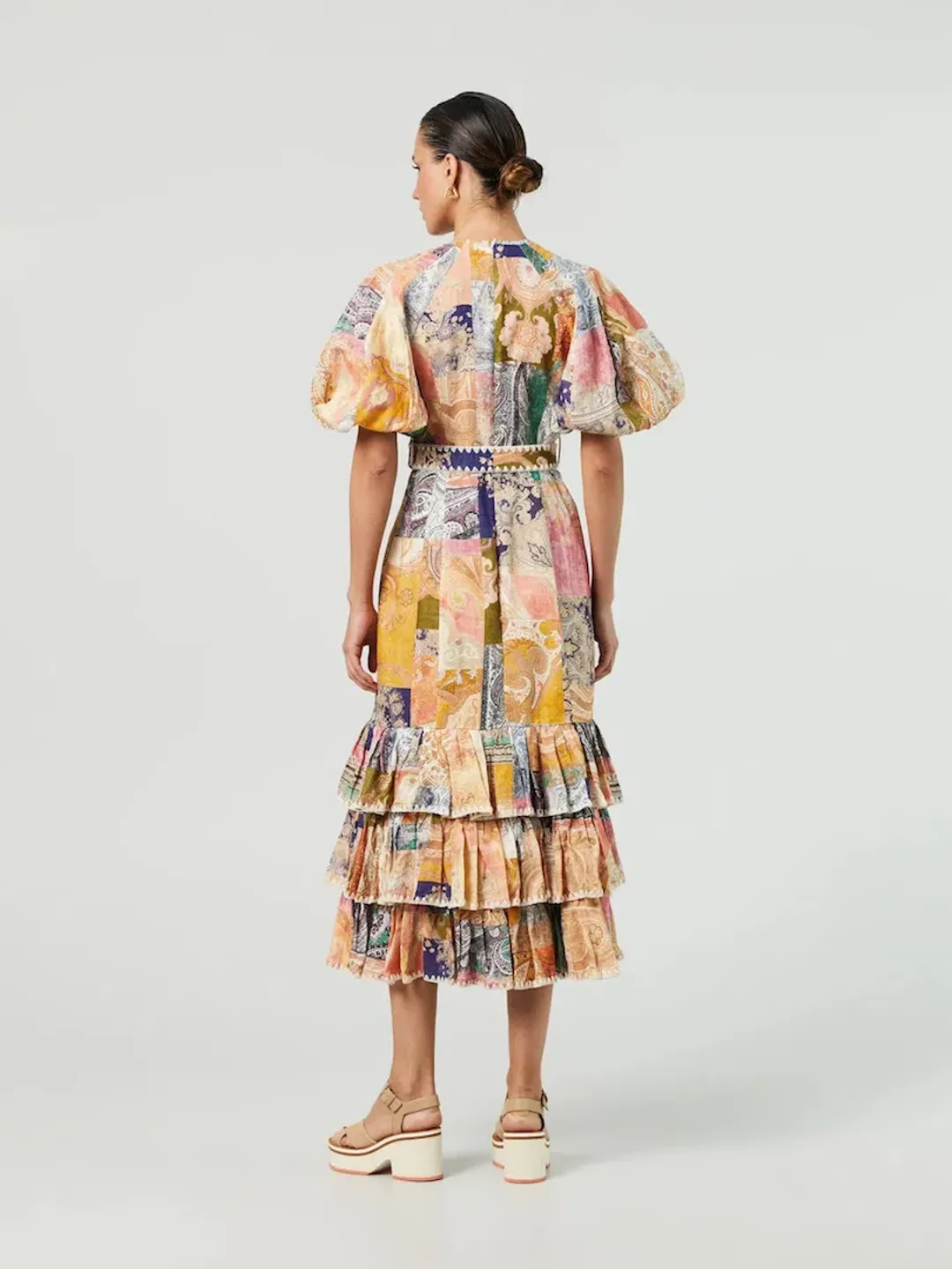 Zimmermann Anneke Ruffle Hem Midi Dress Patch Paisley Size 4 / AU 16 for rent on The Volte - main image