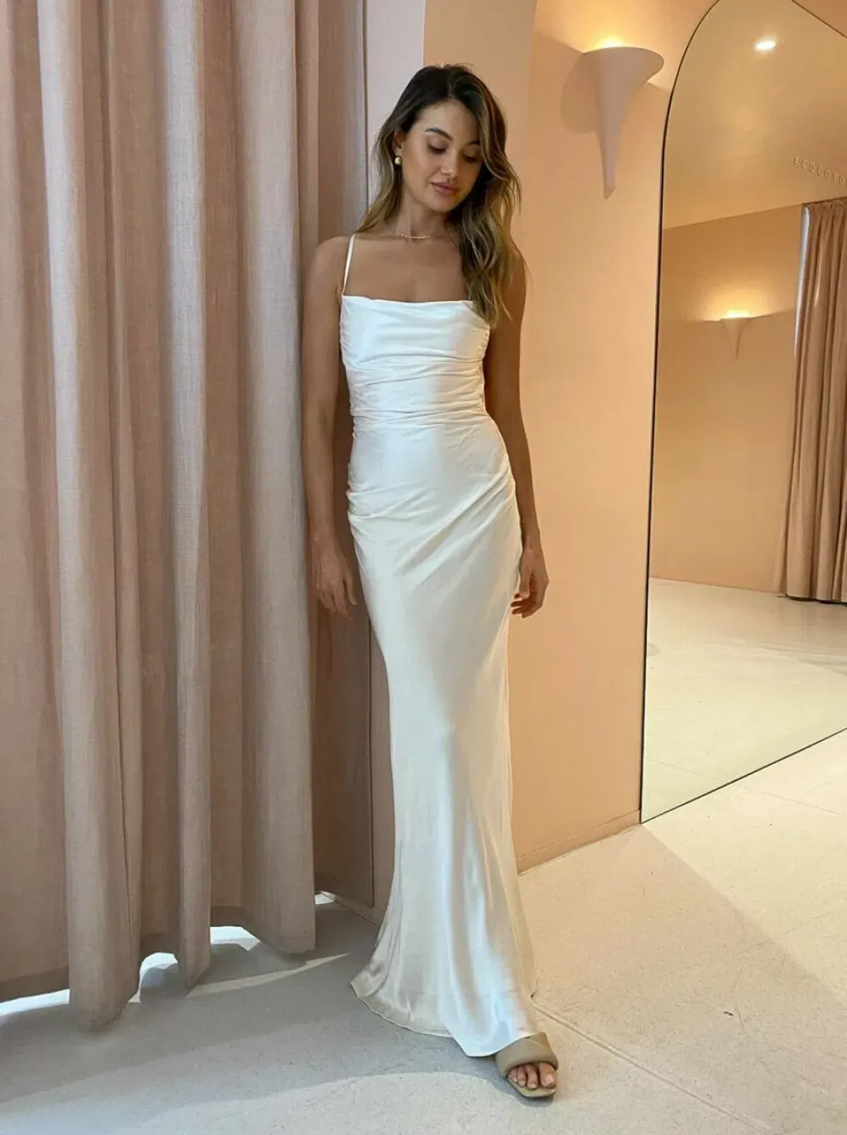 Shona Joy, La Lune Lace Back Maxi Dress in Cream Size 6 - Image 2