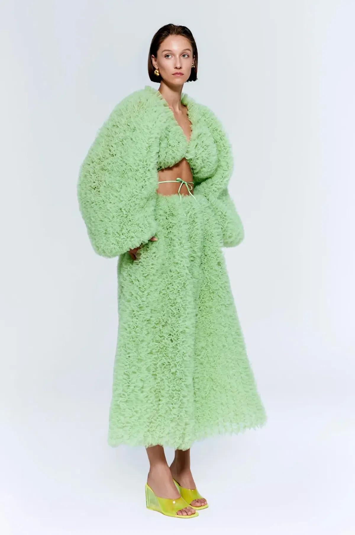 Selezza London Mercy Cardigan and Vesper Midi Skirt Set Green Size S/AU 8 - Image 2