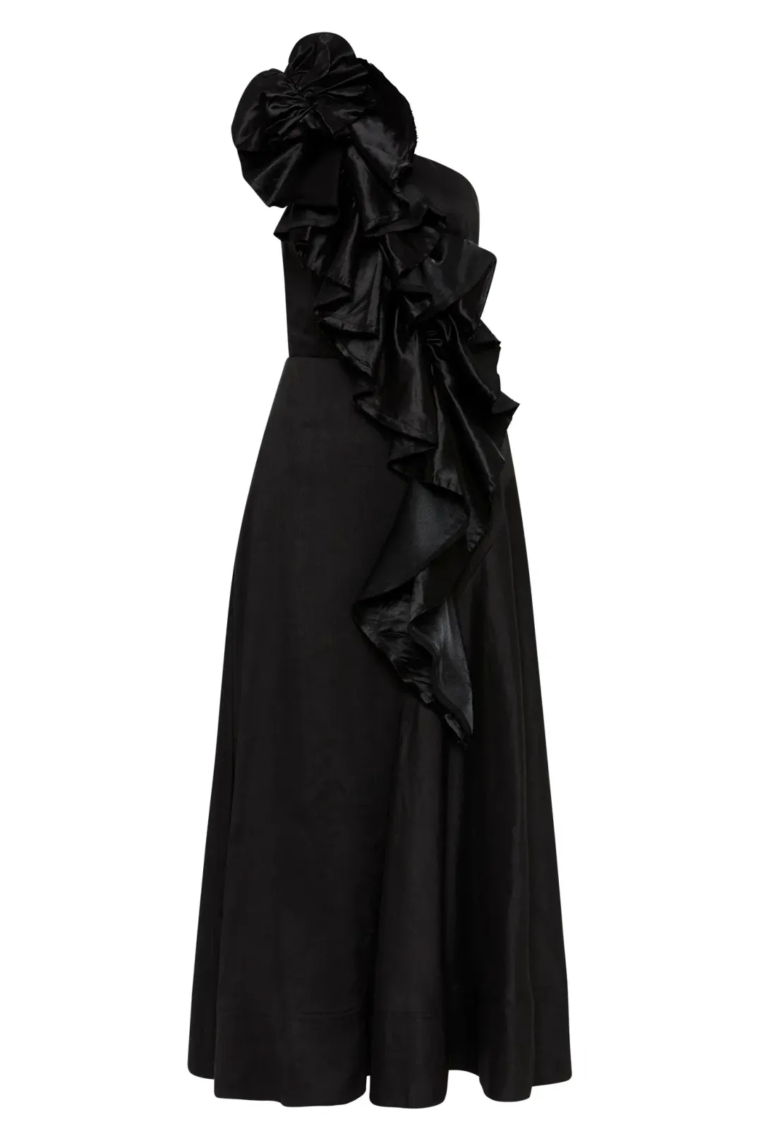 Aje Adelia Ruffle Midi Dress Black Size 10 for rent on The Volte - main image